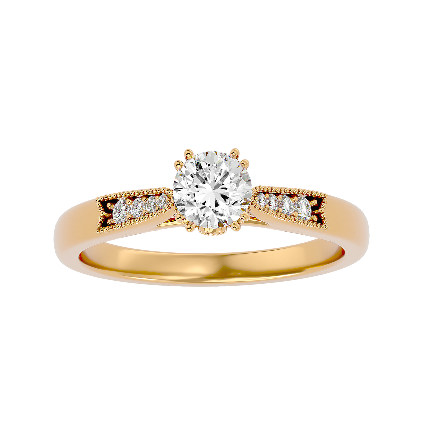 Lumière Beautiful Halo - 0.77 Ct Round Diamond Gold Ring