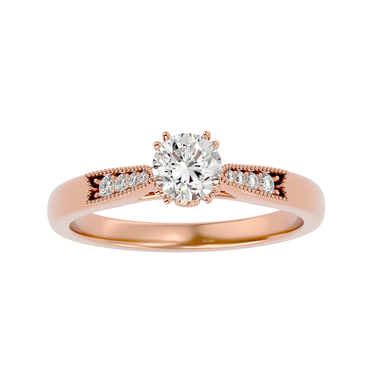 Lumière Beautiful Halo - 0.77 Ct Round Diamond Gold Ring