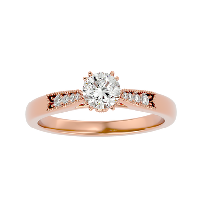 Lumière Beautiful Halo - 0.77 Ct Round Diamond Gold Ring