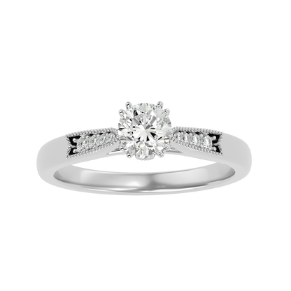 Lumière Beautiful Halo - 0.77 Ct Round Diamond Gold Ring