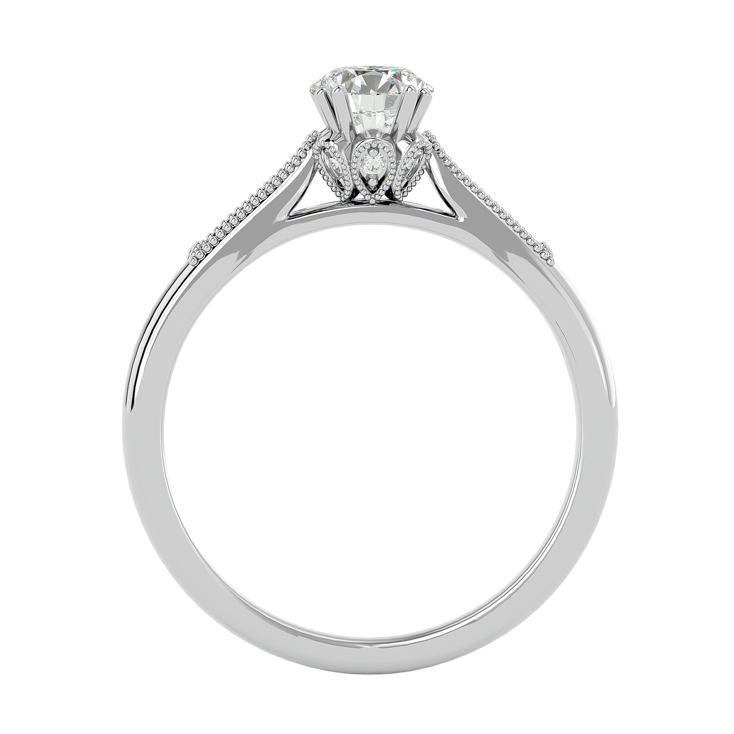 Lumière Beautiful Halo - 0.77 Ct Round Diamond Gold Ring