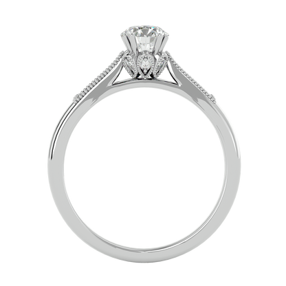 Lumière Beautiful Halo - 0.77 Ct Round Diamond Gold Ring