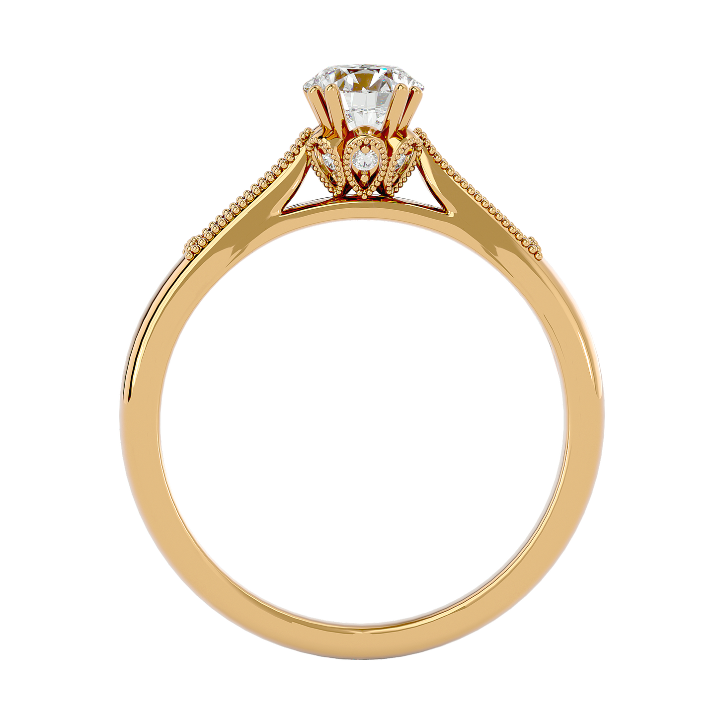 Lumière Beautiful Halo - 0.77 Ct Round Diamond Gold Ring