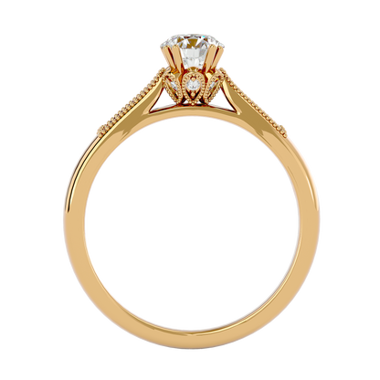 Lumière Beautiful Halo - 0.77 Ct Round Diamond Gold Ring