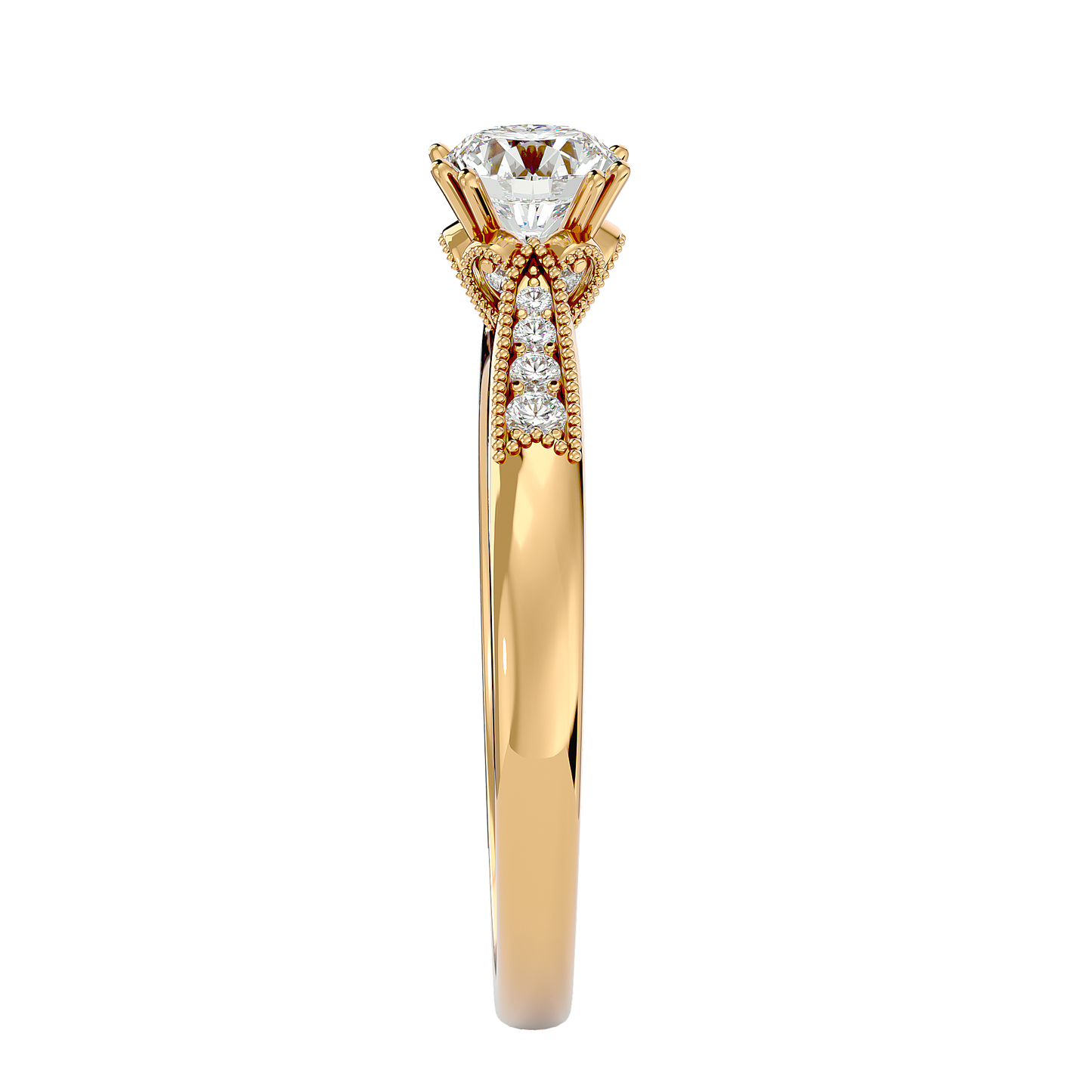 Lumière Beautiful Halo - 0.77 Ct Round Diamond Gold Ring
