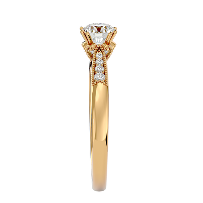 Lumière Beautiful Halo - 0.77 Ct Round Diamond Gold Ring