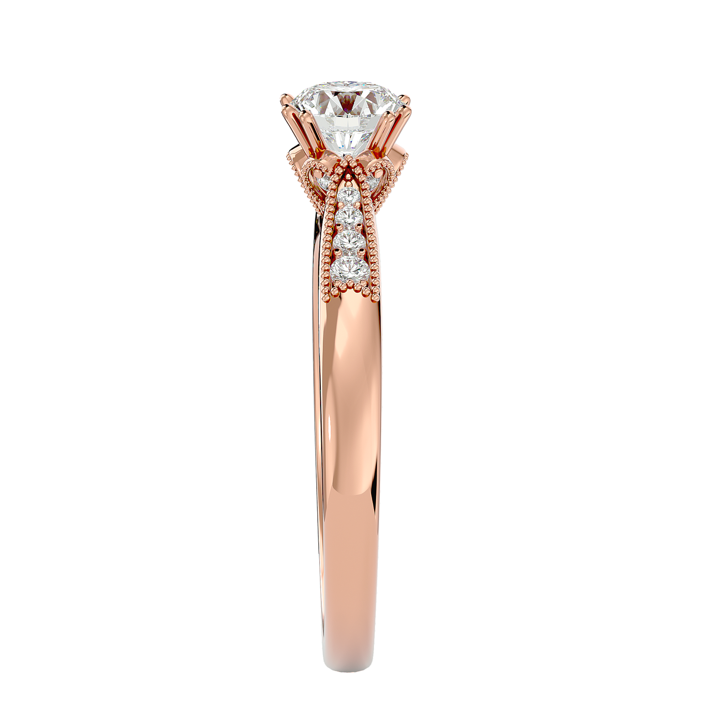 Lumière Beautiful Halo - 0.77 Ct Round Diamond Gold Ring