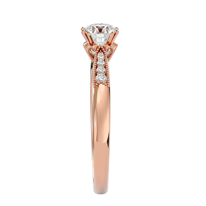Lumière Beautiful Halo - 0.77 Ct Round Diamond Gold Ring