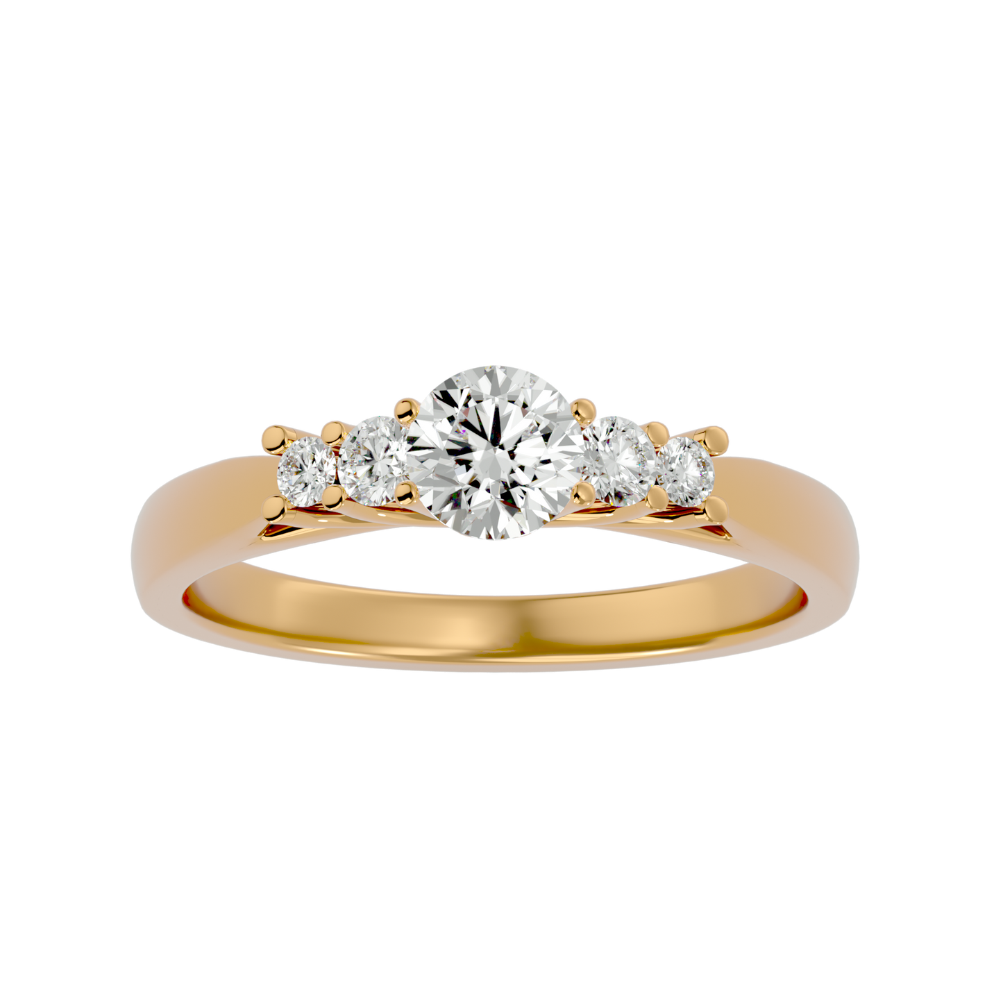 Lumière Beautiful Halo - 0.69 Ct Round Diamond Gold Ring