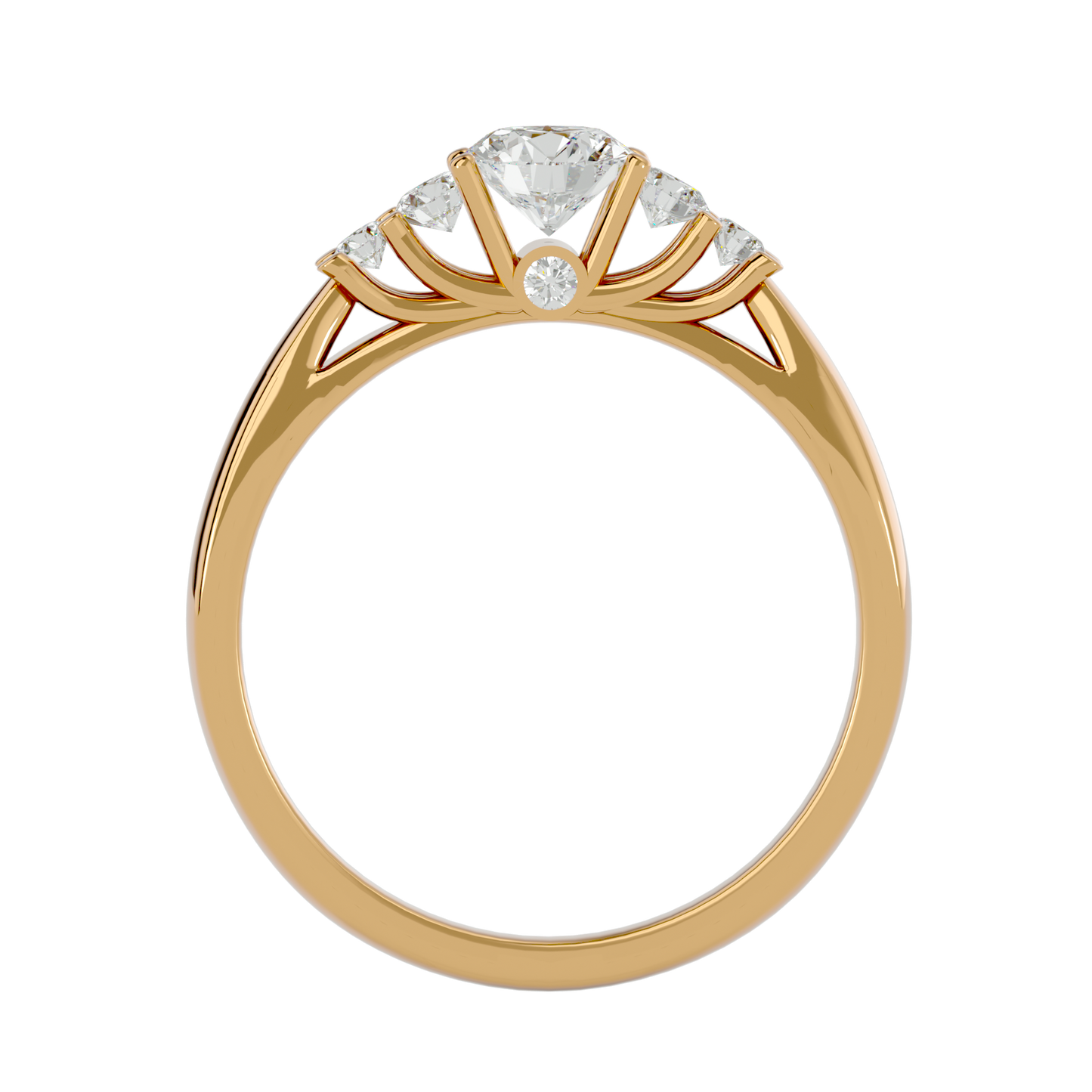 Lumière Beautiful Halo - 0.69 Ct Round Diamond Gold Ring