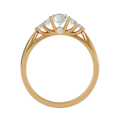 Lumière Beautiful Halo - 0.69 Ct Round Diamond Gold Ring