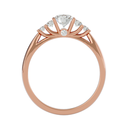 Lumière Beautiful Halo - 0.69 Ct Round Diamond Gold Ring
