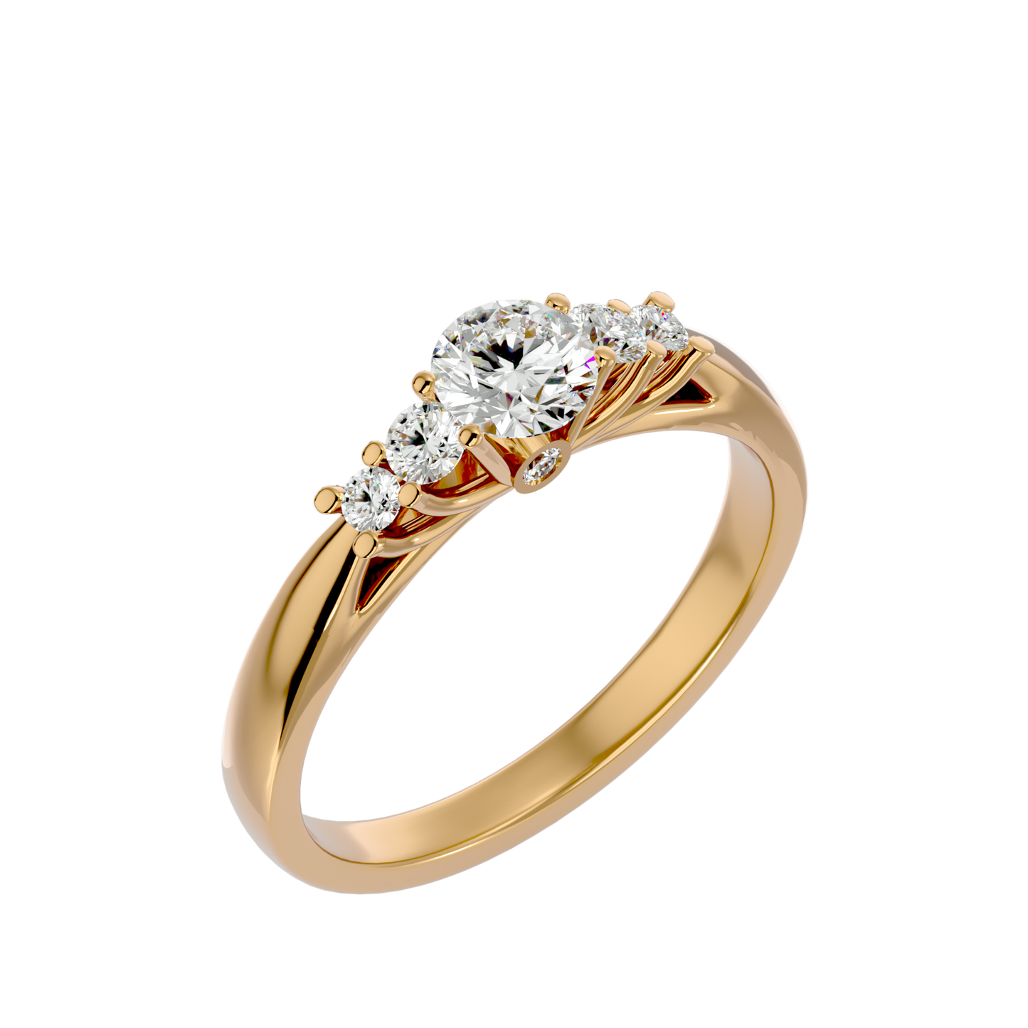 Lumière Beautiful Halo - 0.69 Ct Round Diamond Gold Ring