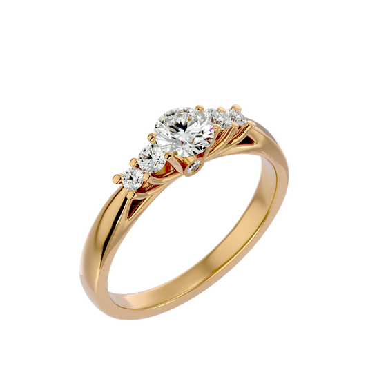 Lumière Beautiful Halo - 0.69 Ct Round Diamond Gold Ring