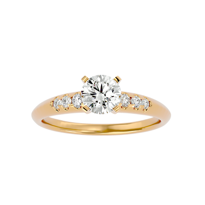 Lumière Beautiful Halo - 0.41 Ct Round Diamond Gold Ring