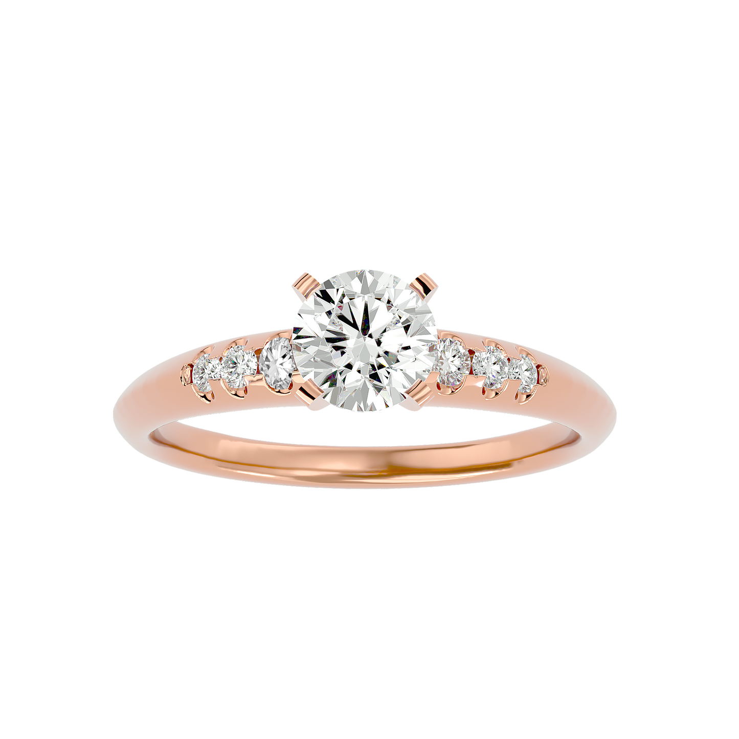 Lumière Beautiful Halo - 0.41 Ct Round Diamond Gold Ring