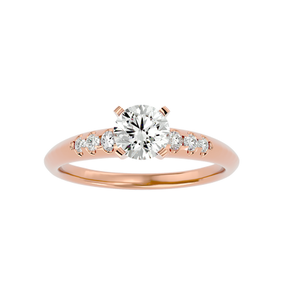 Lumière Beautiful Halo - 0.41 Ct Round Diamond Gold Ring