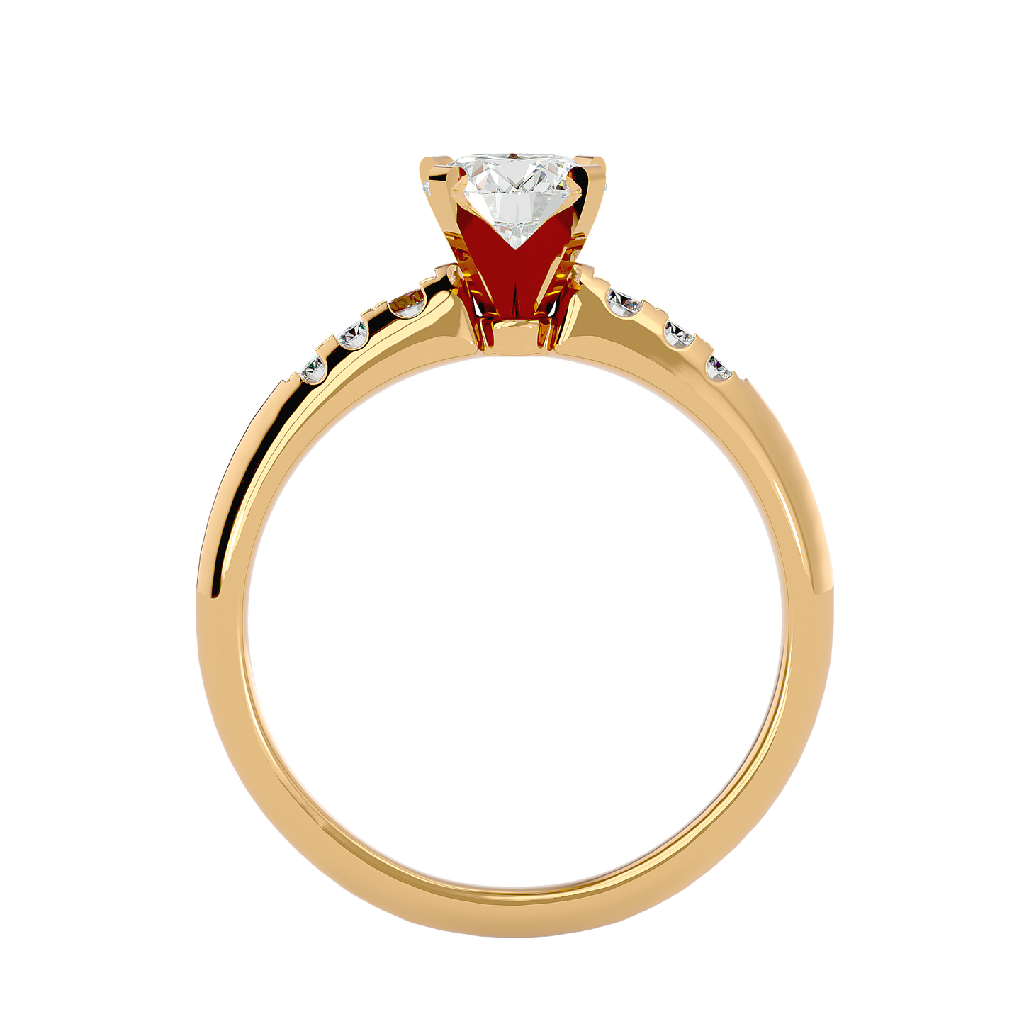 Lumière Beautiful Halo - 0.41 Ct Round Diamond Gold Ring