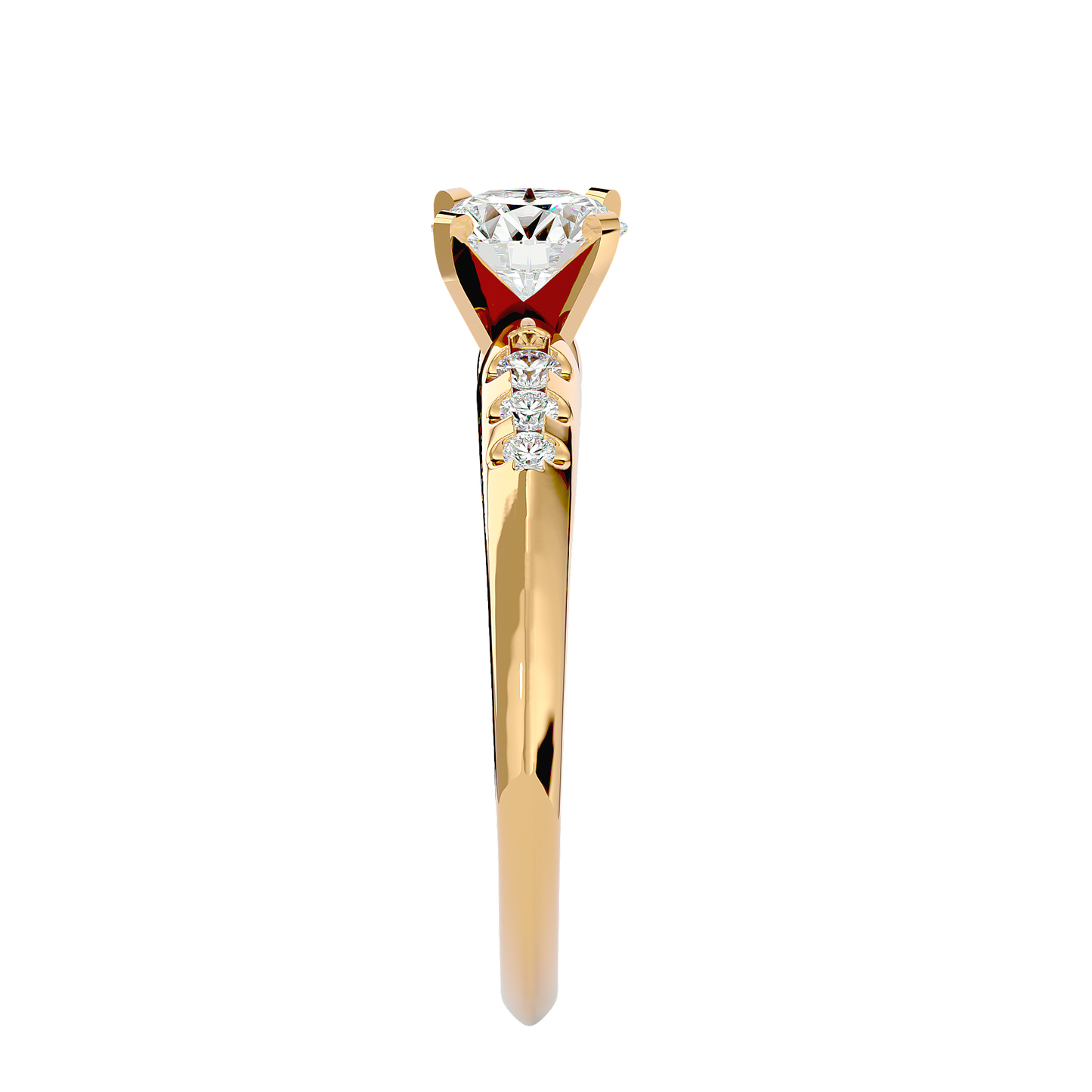 Lumière Beautiful Halo - 0.41 Ct Round Diamond Gold Ring