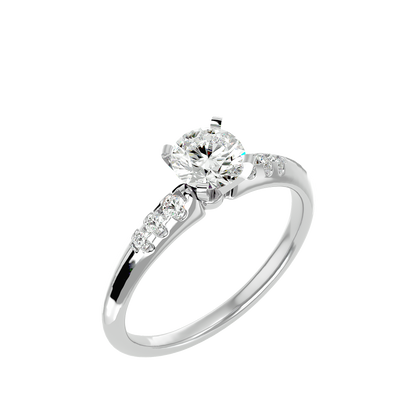 Lumière Beautiful Halo - 0.41 Ct Round Diamond Gold Ring