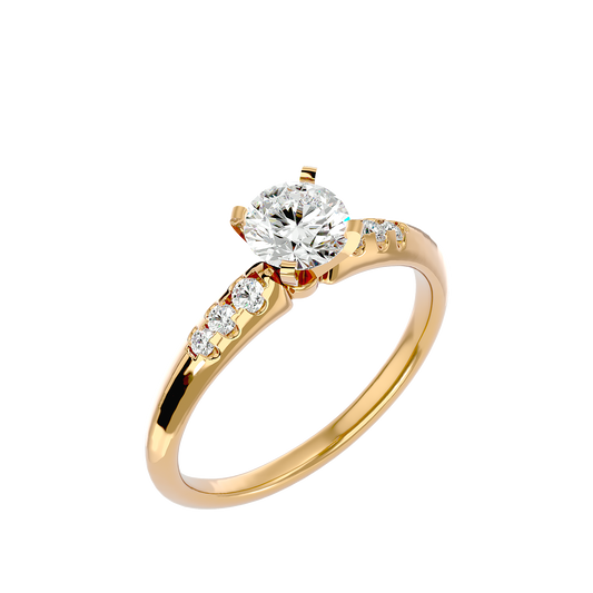 Lumière Beautiful Halo - 0.41 Ct Round Diamond Gold Ring