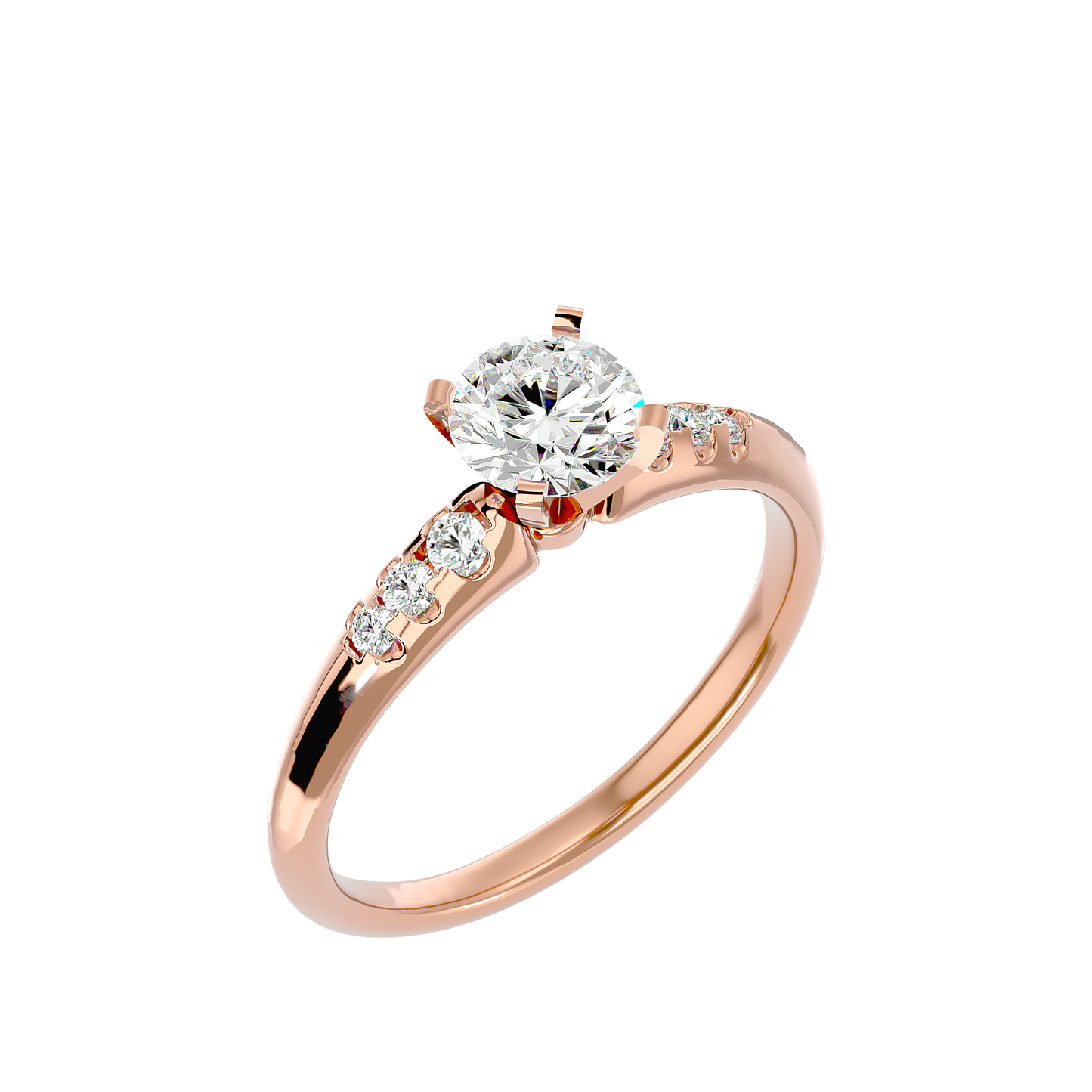 Lumière Beautiful Halo - 0.41 Ct Round Diamond Gold Ring