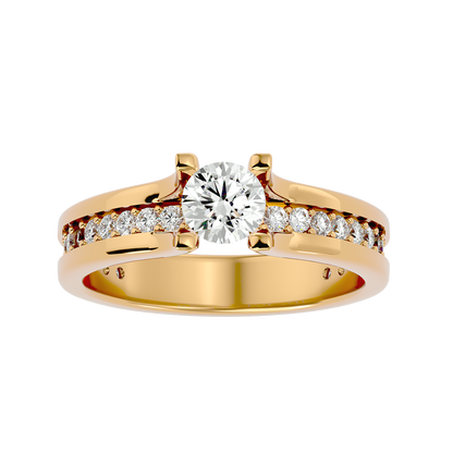 Lumière Beautiful Halo - 0.97 Ct Round Diamond Gold Ring