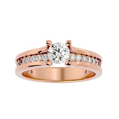Lumière Beautiful Halo - 0.97 Ct Round Diamond Gold Ring