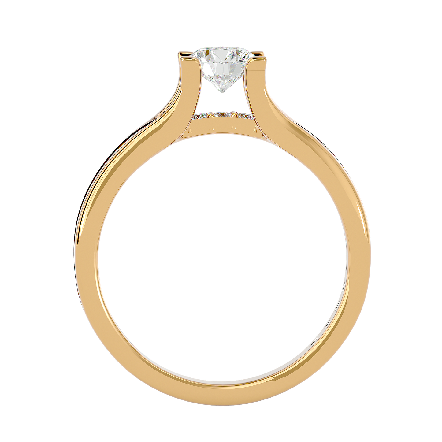 Lumière Beautiful Halo - 0.97 Ct Round Diamond Gold Ring