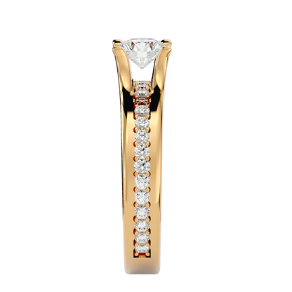 Lumière Beautiful Halo - 0.97 Ct Round Diamond Gold Ring