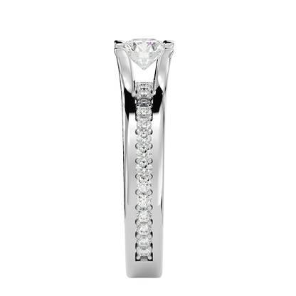 Lumière Beautiful Halo - 0.97 Ct Round Diamond Gold Ring