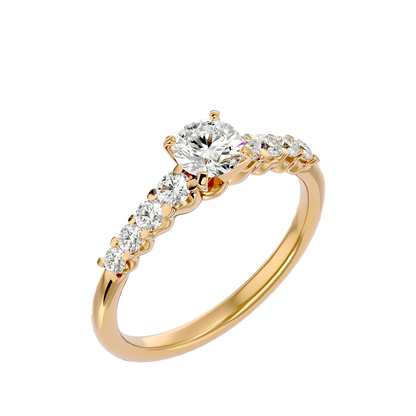 Lumière Beautiful Halo - 1.1 Ct Round Diamond Gold Ring