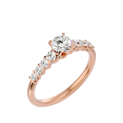 Lumière Beautiful Halo - 1.1 Ct Round Diamond Gold Ring