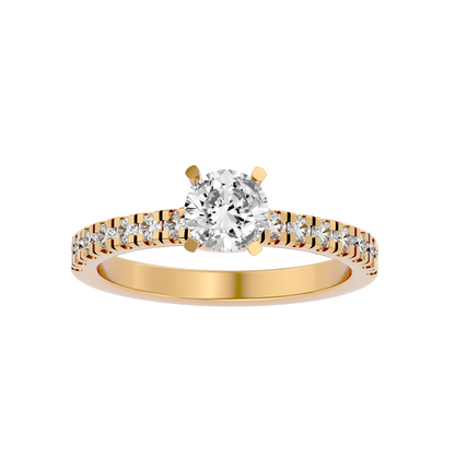 Lumière Beautiful Halo - 1.17 Ct Round Diamond Gold Ring