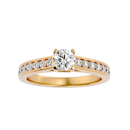 Lumière Beautiful Halo - 1.09 Ct Round Diamond Gold Ring