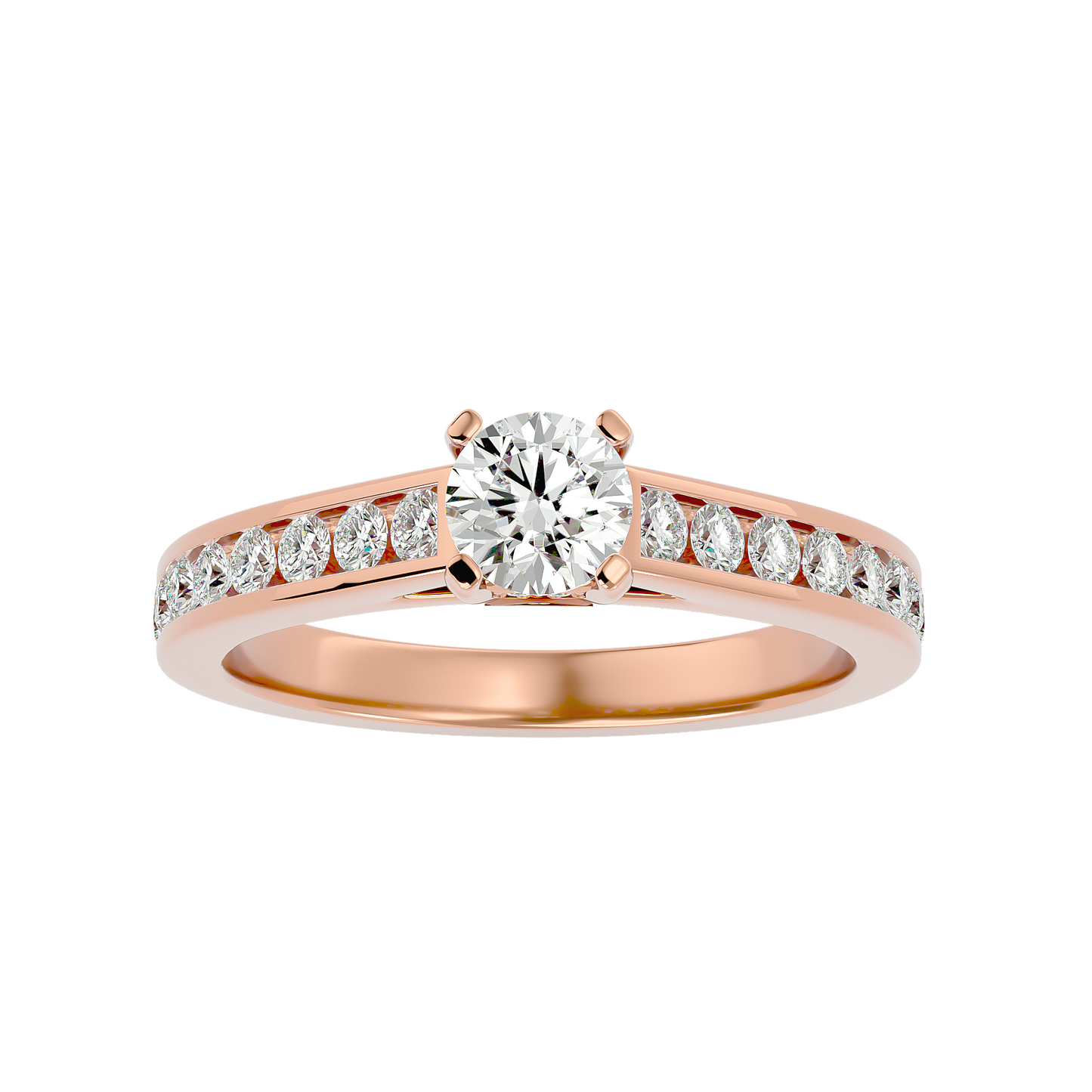 Lumière Beautiful Halo - 1.09 Ct Round Diamond Gold Ring