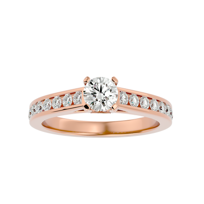 Lumière Beautiful Halo - 1.09 Ct Round Diamond Gold Ring