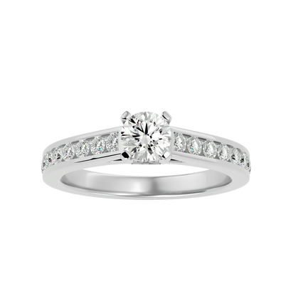 Lumière Beautiful Halo - 1.09 Ct Round Diamond Gold Ring