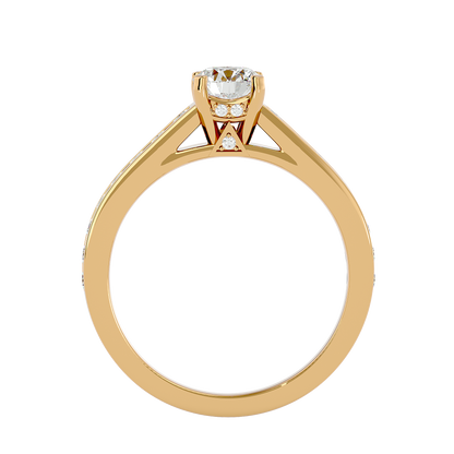 Lumière Beautiful Halo - 1.09 Ct Round Diamond Gold Ring