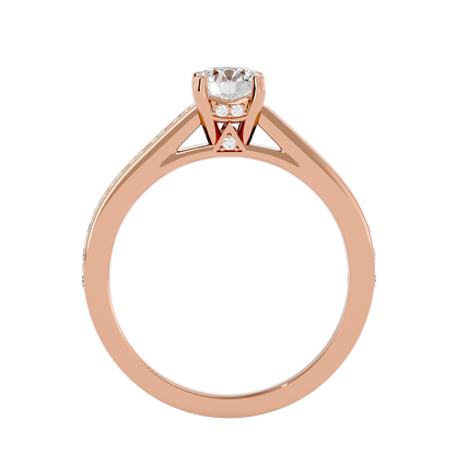 Lumière Beautiful Halo - 1.09 Ct Round Diamond Gold Ring