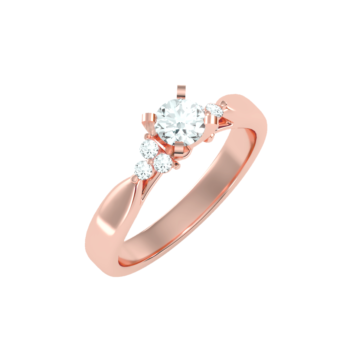 Lumière Beautiful Halo - 0.55 Ct Round Diamond Gold Ring