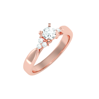 Lumière Beautiful Halo - 0.55 Ct Round Diamond Gold Ring