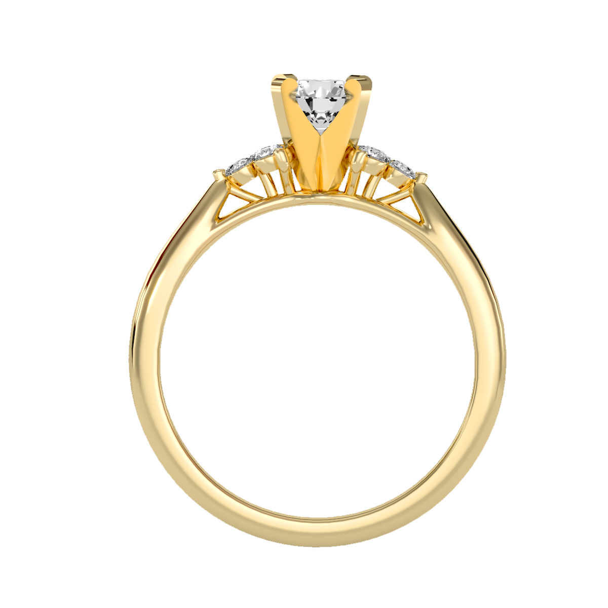 Lumière Beautiful Halo - 0.55 Ct Round Diamond Gold Ring