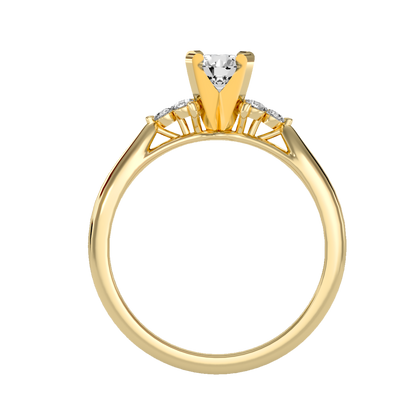 Lumière Beautiful Halo - 0.55 Ct Round Diamond Gold Ring