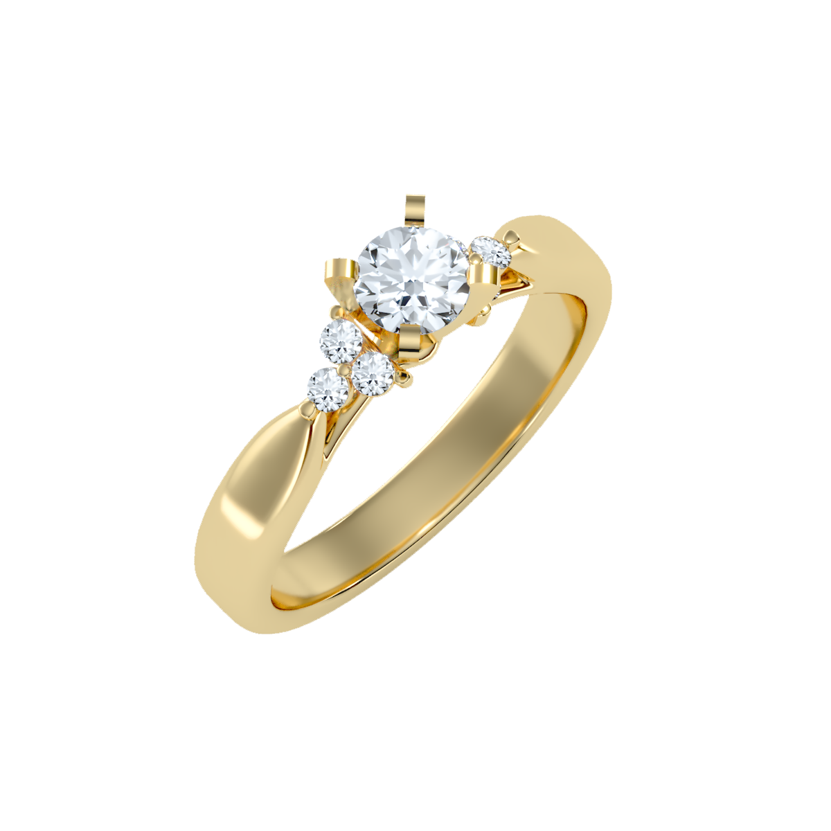 Lumière Beautiful Halo - 0.55 Ct Round Diamond Gold Ring