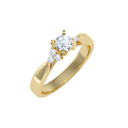 Lumière Beautiful Halo - 0.55 Ct Round Diamond Gold Ring
