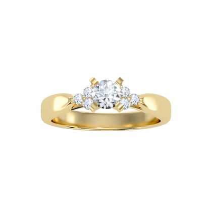 Lumière Beautiful Halo - 0.55 Ct Round Diamond Gold Ring