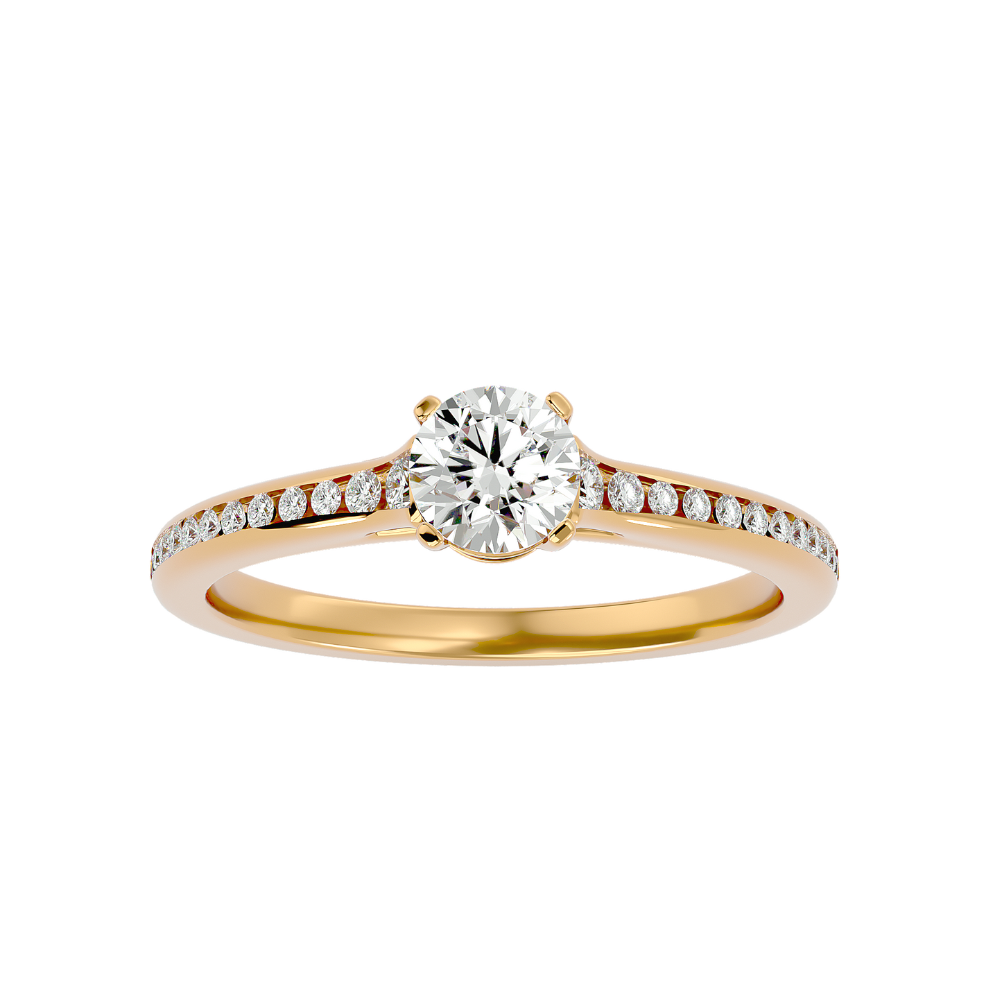 Lumière Beautiful Halo - 0.74 Ct Round Diamond Gold Ring