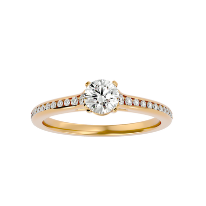 Lumière Beautiful Halo - 0.74 Ct Round Diamond Gold Ring