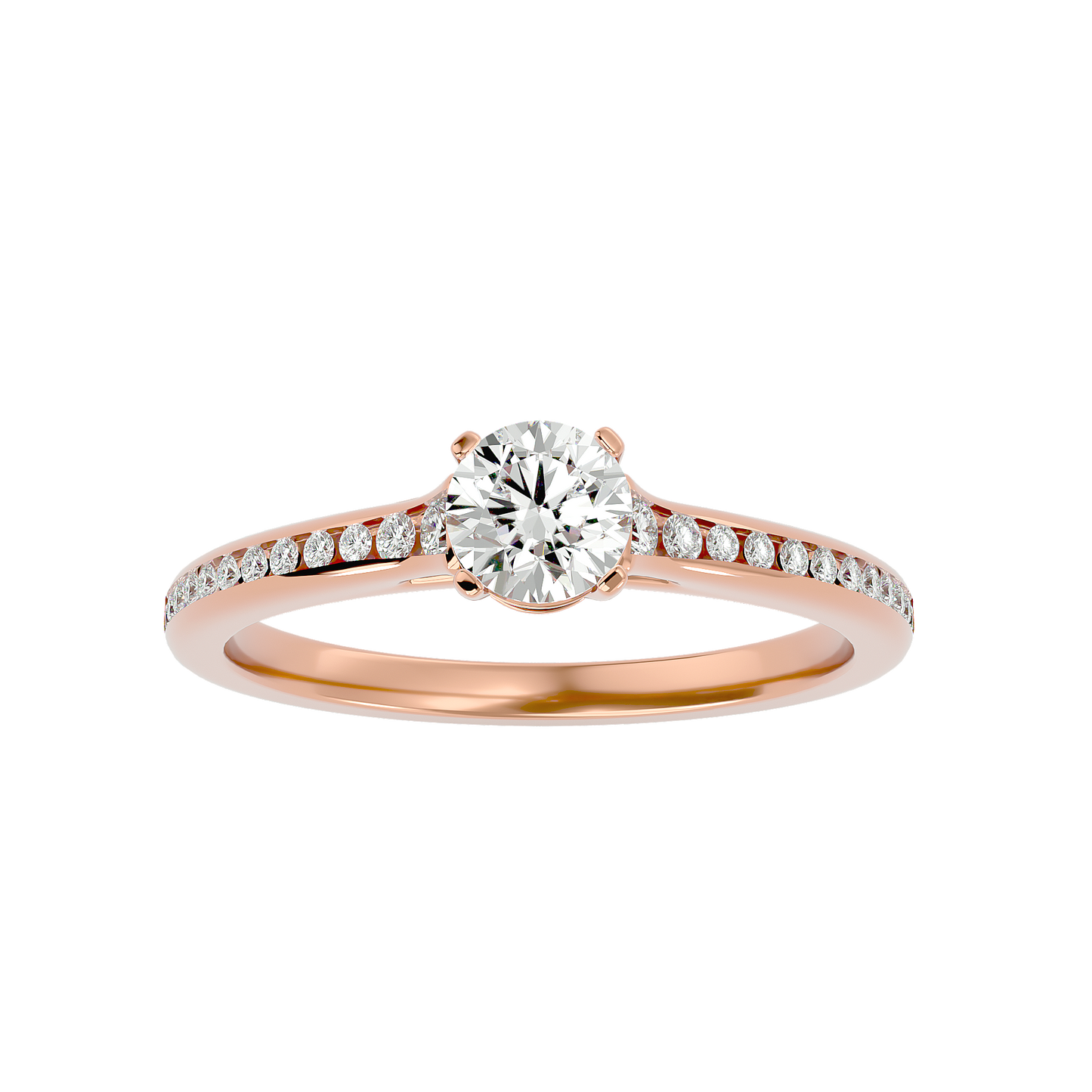 Lumière Beautiful Halo - 0.74 Ct Round Diamond Gold Ring
